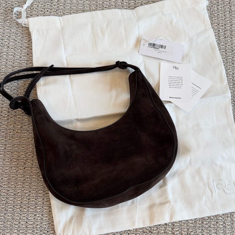 Reformation medium Rosetta Brown Suede shoulder bag